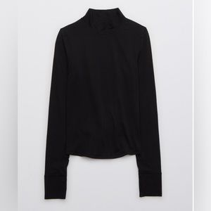 Black Aerie Mock Neck Long Sleeve, Medium
